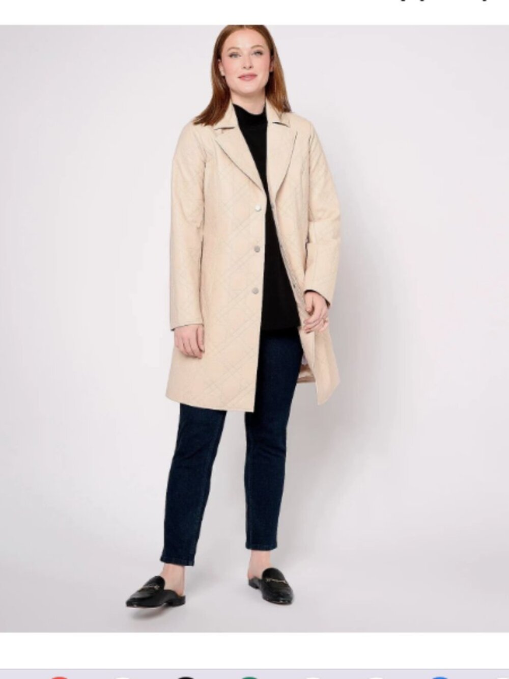 Dennis Basso Quilted Faux Leather Coat-Sand-Medium-NEW-A619590